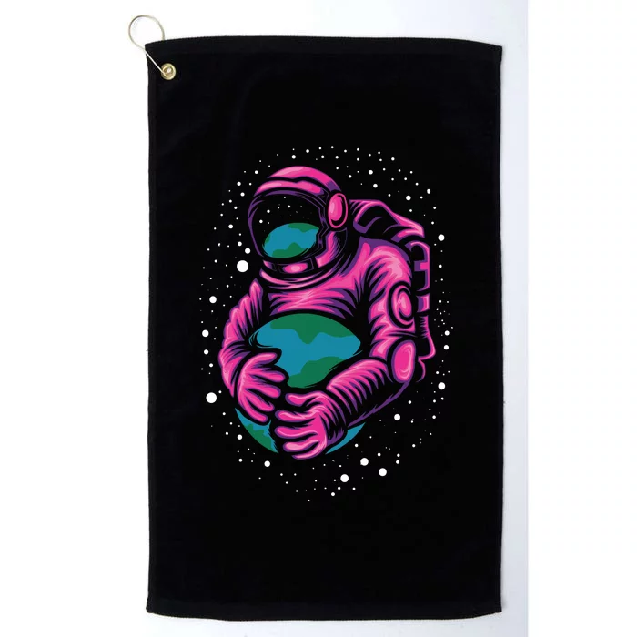 Astronaut Holding The Earth Close Platinum Collection Golf Towel