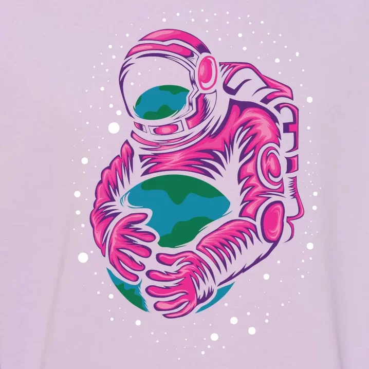 Astronaut Holding The Earth Close Garment-Dyed Sweatshirt