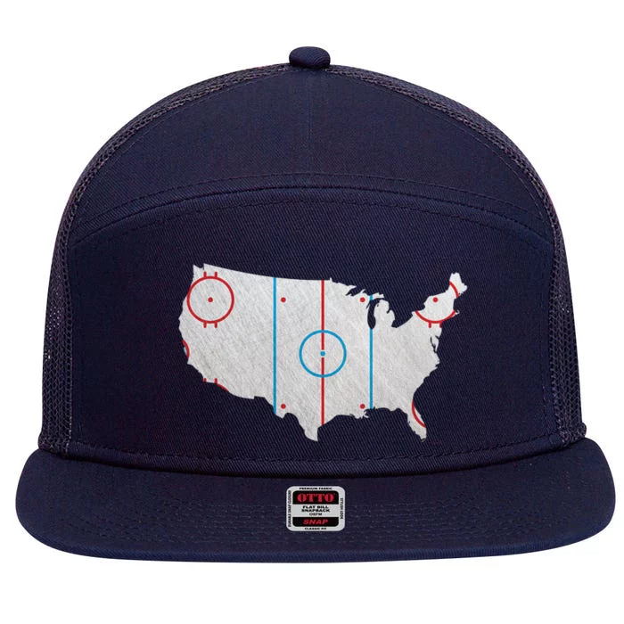 American Hockey USA 7 Panel Mesh Trucker Snapback Hat