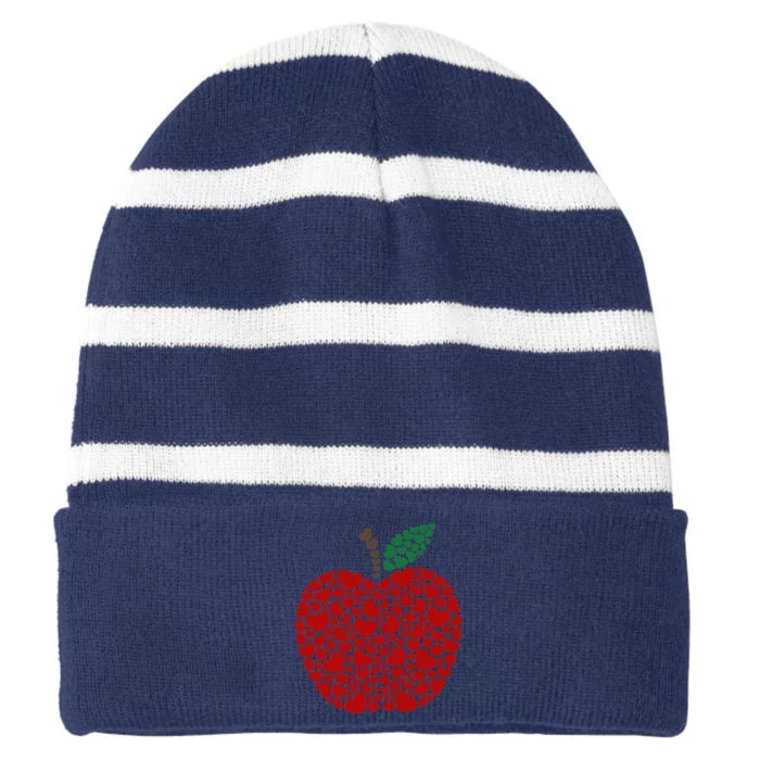 Apple Hearts Valentine's Day Teacher Students Striped Beanie with Solid Band