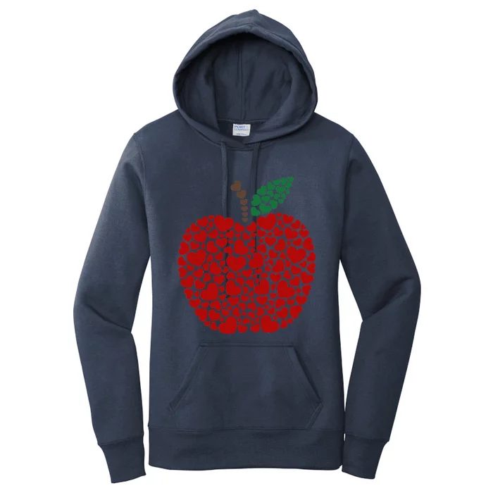 Apple Hearts Valentine's Day Teacher Students Women's Pullover Hoodie