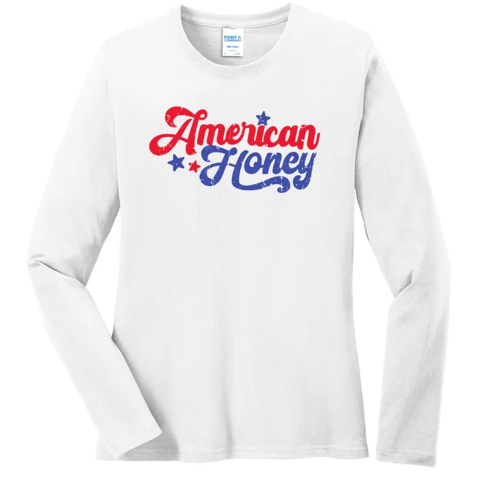 American Honey Vintage 4th Of July Ladies Long Sleeve Shirt