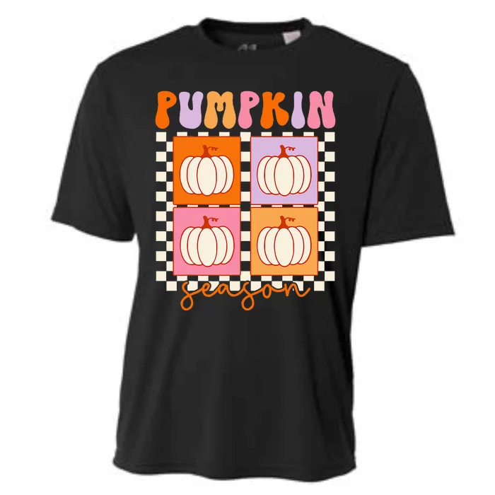 Autumn Harvest Vintage Plaid Pumpkin Season Cooling Performance Crew T-Shirt