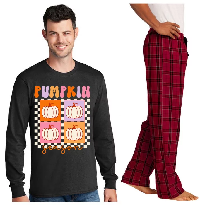 Autumn Harvest Vintage Plaid Pumpkin Season Long Sleeve Pajama Set