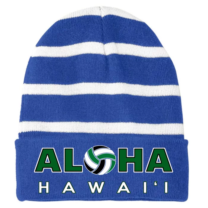 Aloha Hawaii Volleyball Gift Striped Beanie with Solid Band