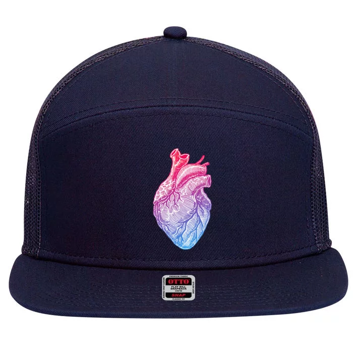 Anatomical Heart Valentines Day For Nurses & Doctors 7 Panel Mesh Trucker Snapback Hat