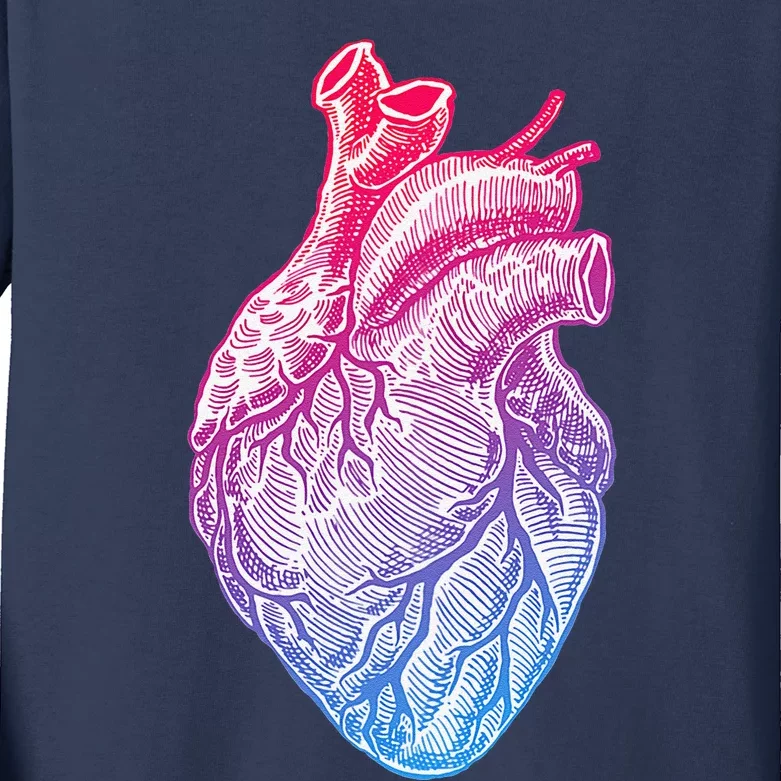 Anatomical Heart Valentines Day For Nurses & Doctors Kids Long Sleeve Shirt