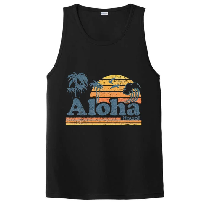 Aloha Hawaii Vintage Beach Summer Surfing 70s Retro Hawaiian Performance Tank