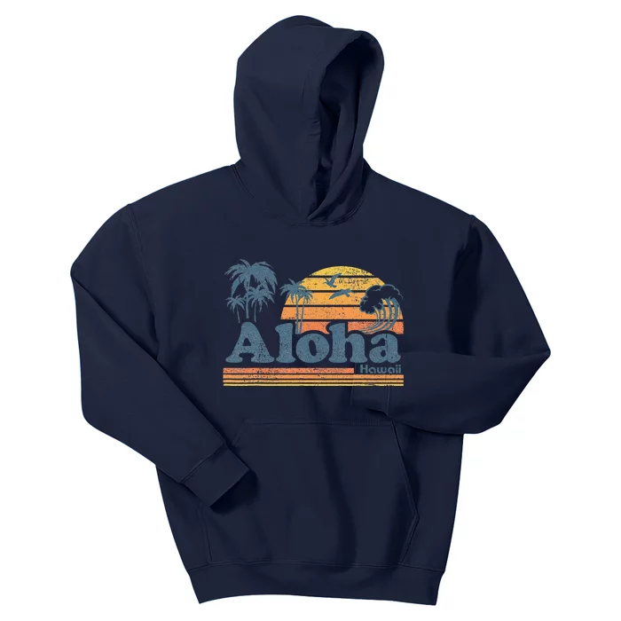 Aloha Hawaii Vintage Beach Summer Surfing 70s Retro Hawaiian Kids Hoodie