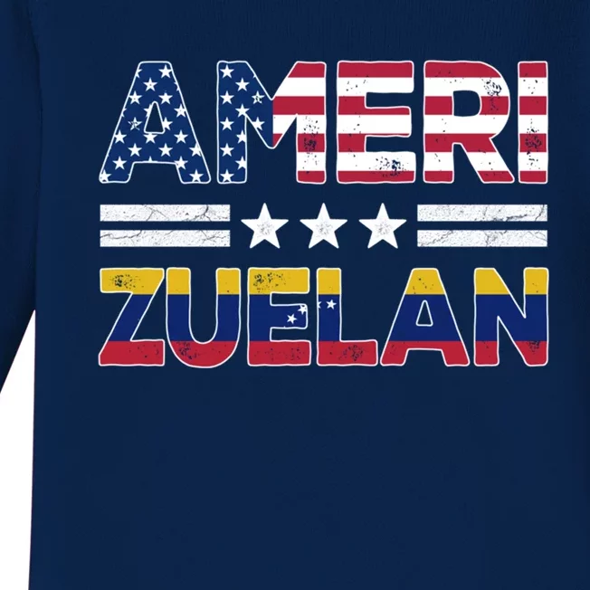 Amerizuelan Half Venezuelan American Flag Us Dual Citizen Gift Baby Long Sleeve Bodysuit