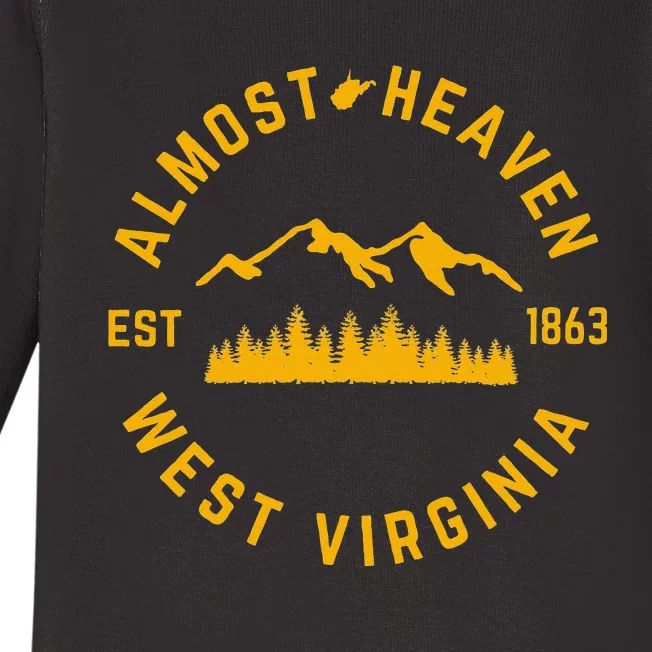 Almost Heaven West Virginia Mountains Forest WV Home Pride Baby Long Sleeve Bodysuit