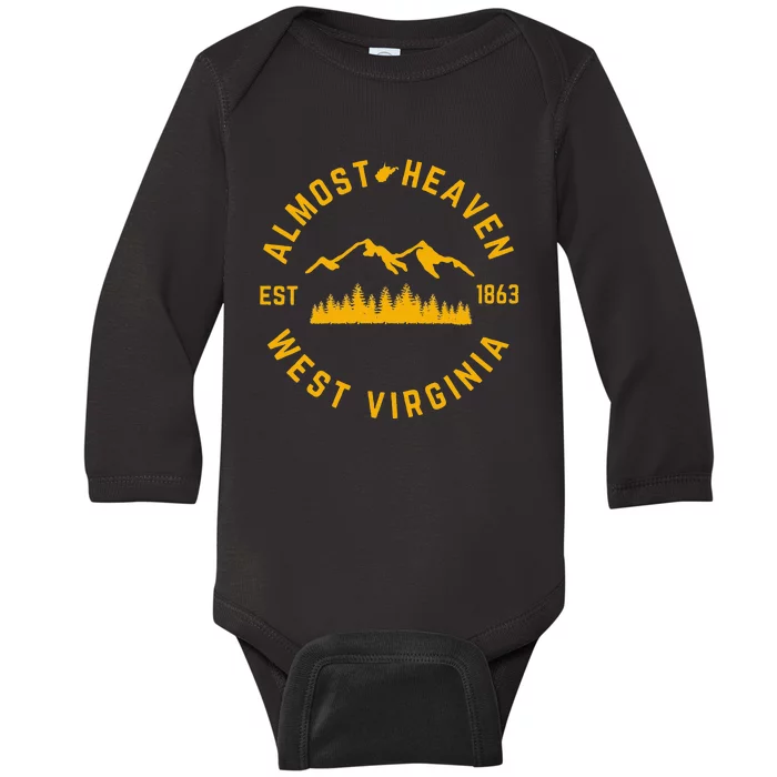 Almost Heaven West Virginia Mountains Forest WV Home Pride Baby Long Sleeve Bodysuit