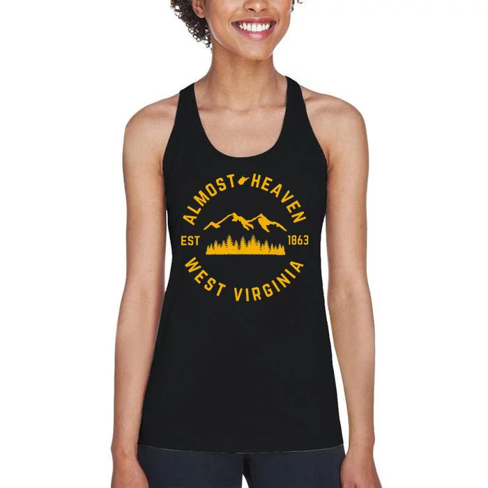 Almost Heaven West Virginia Mountains Forest WV Home Pride Women's Racerback Tank