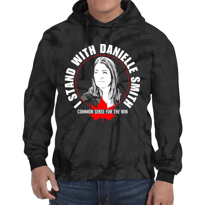 April Hutchinson Wearing I Stand With Danielle Smith Bella Canvas Signature Tie Dye Hoodie