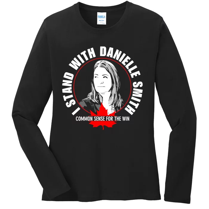 April Hutchinson Wearing I Stand With Danielle Smith Bella Canvas Signature Ladies Long Sleeve Shirt