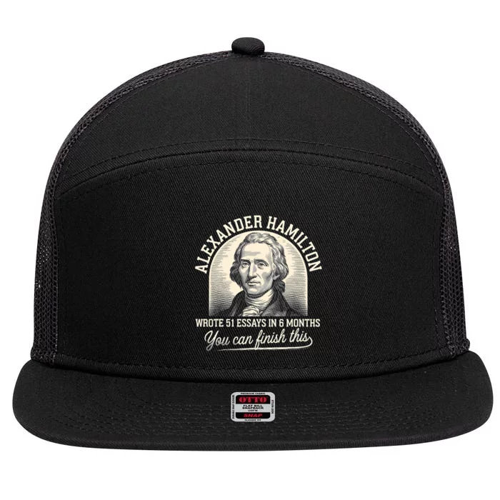 Alexander Hamilton Wrote 51 Essays In 6 Months Vintage 7 Panel Mesh Trucker Snapback Hat