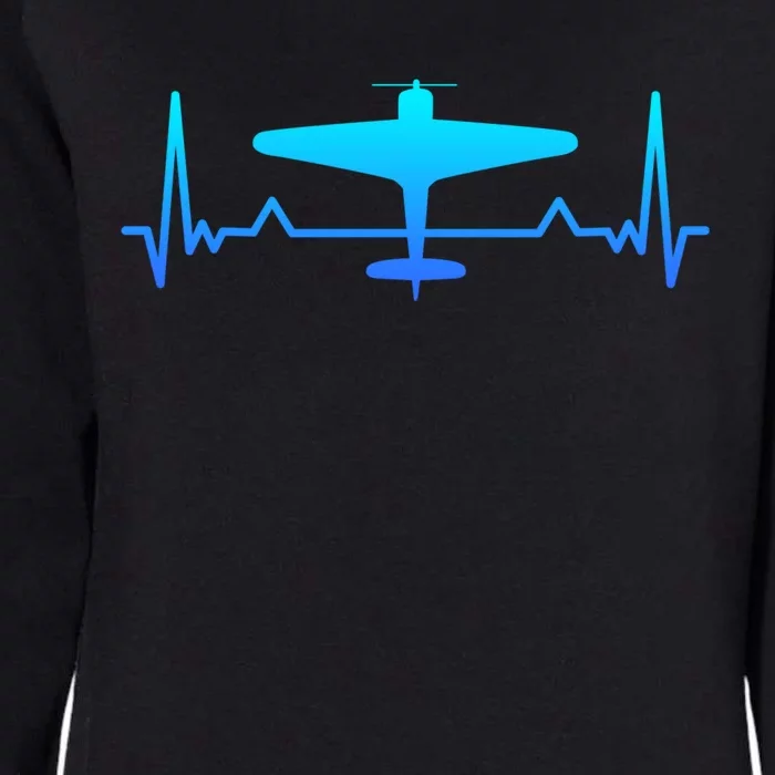 Airplane Heartbeat Ww2 Classic Fighter Plane Gift Mom Dad Gift Womens California Wash Sweatshirt