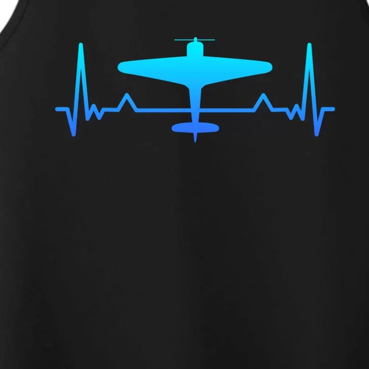 Airplane Heartbeat Ww2 Classic Fighter Plane Gift Mom Dad Gift Performance Tank