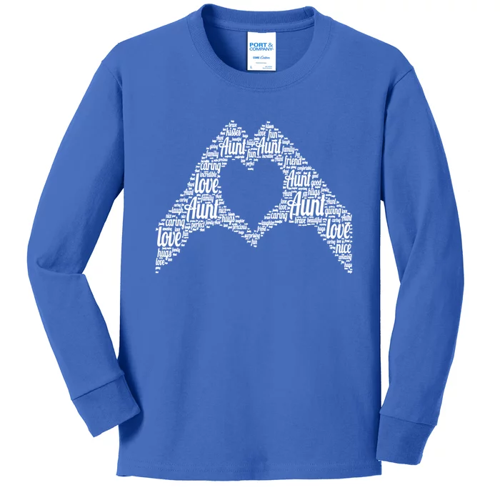 Aunt Heart Word Art Gift Kids Long Sleeve Shirt