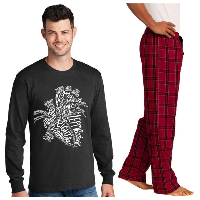 Anatomical Heart Word Art Medical Cool Gift Long Sleeve Pajama Set