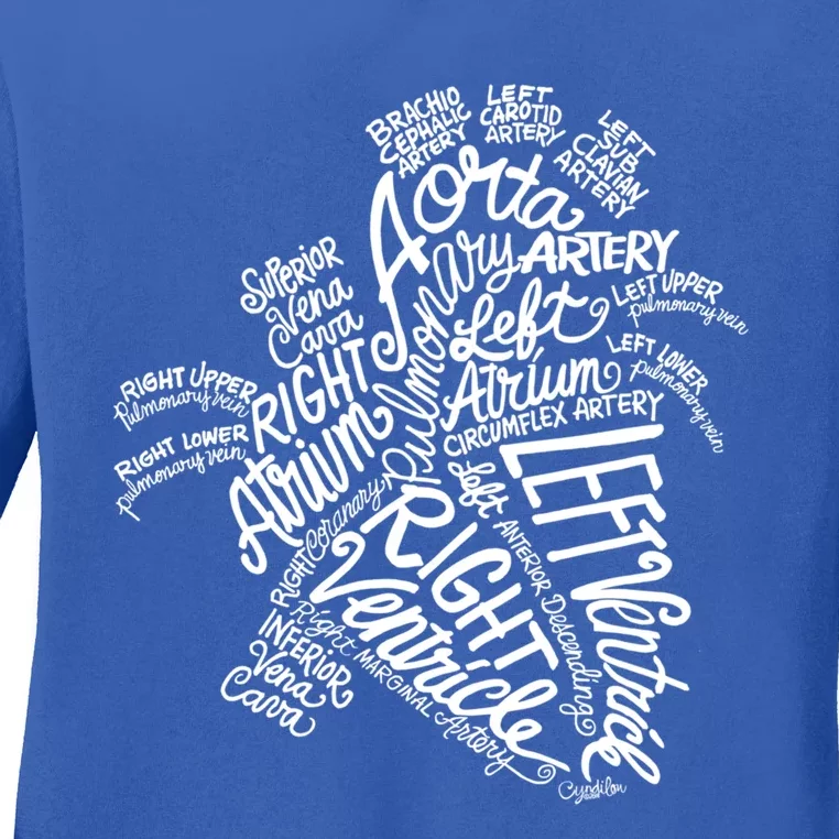 Anatomical Heart Word Art Medical Cool Gift Ladies Long Sleeve Shirt