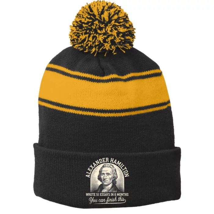 Alexander Hamilton Wrote 51 Essays In 6 Months Vintage Stripe Pom Pom Beanie