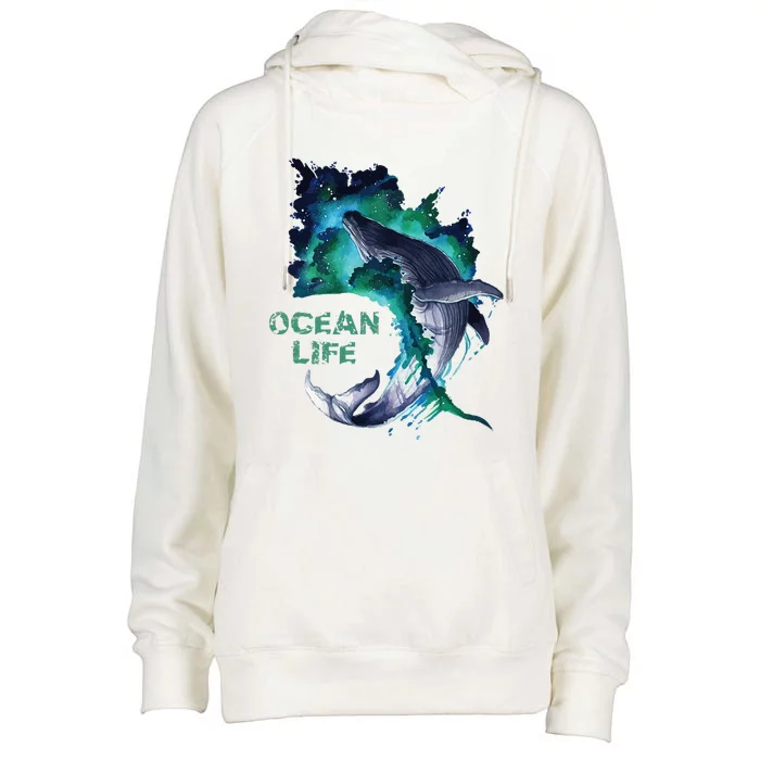 Awesome Humpback Whale Ocean Life Summer Dive Top Womens Funnel Neck Pullover Hood