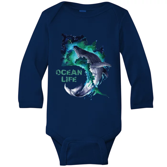 Awesome Humpback Whale Ocean Life Summer Dive Top Baby Long Sleeve Bodysuit