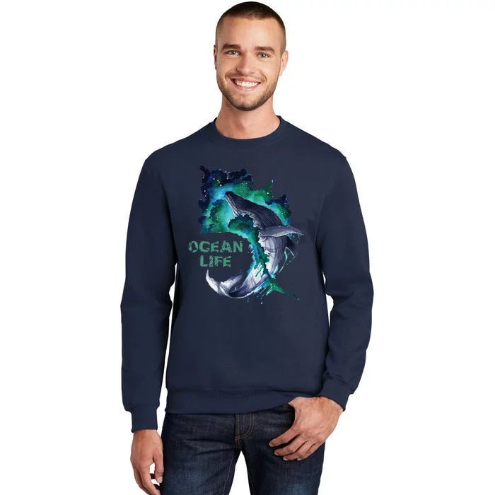 Awesome Humpback Whale Ocean Life Summer Dive Top Tall Sweatshirt