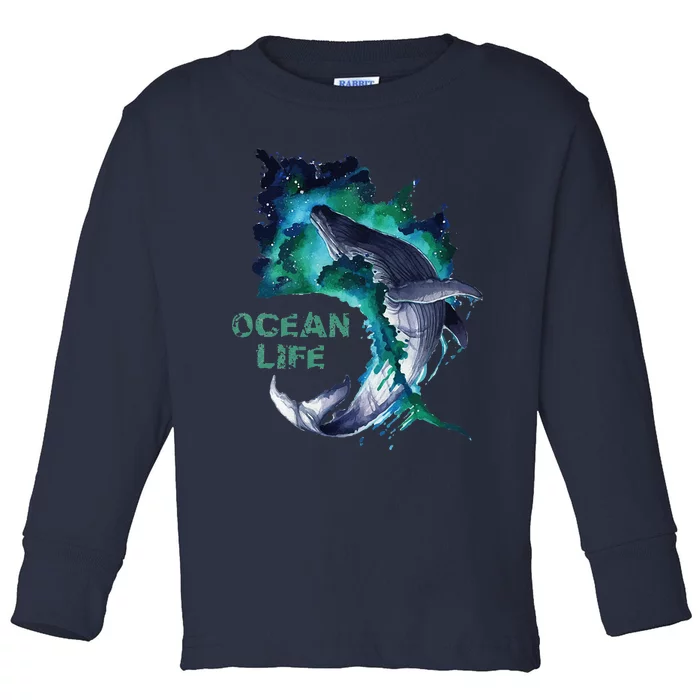 Awesome Humpback Whale Ocean Life Summer Dive Top Toddler Long Sleeve Shirt