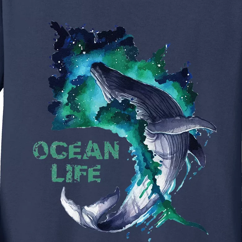 Awesome Humpback Whale Ocean Life Summer Dive Top Kids Long Sleeve Shirt