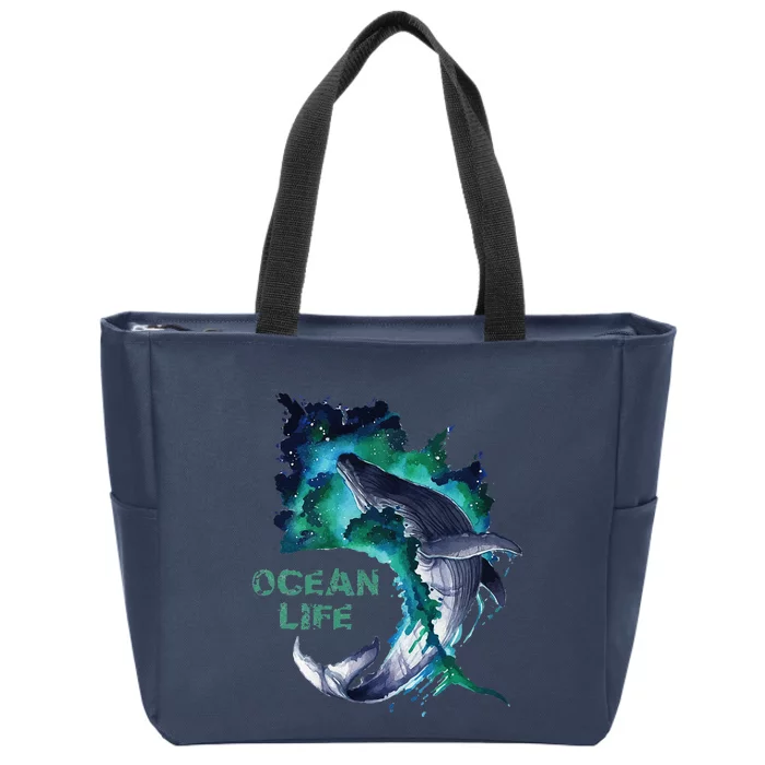 Awesome Humpback Whale Ocean Life Summer Dive Top Zip Tote Bag