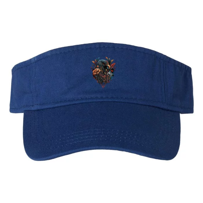 Autumn Hawk With Flowers Tattoo Love Design Gift Valucap Bio-Washed Visor