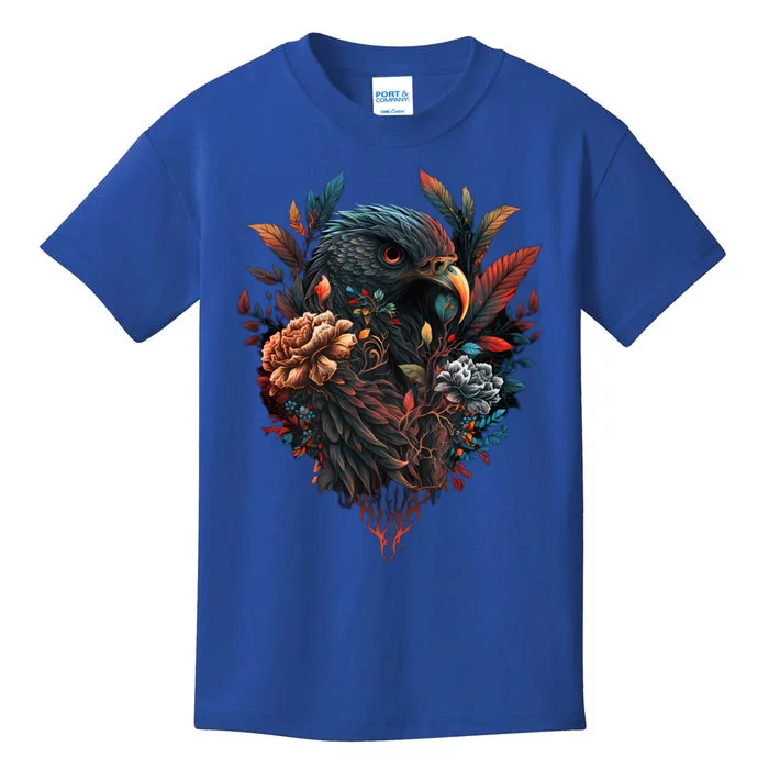 Autumn Hawk With Flowers Tattoo Love Design Gift Kids T-Shirt