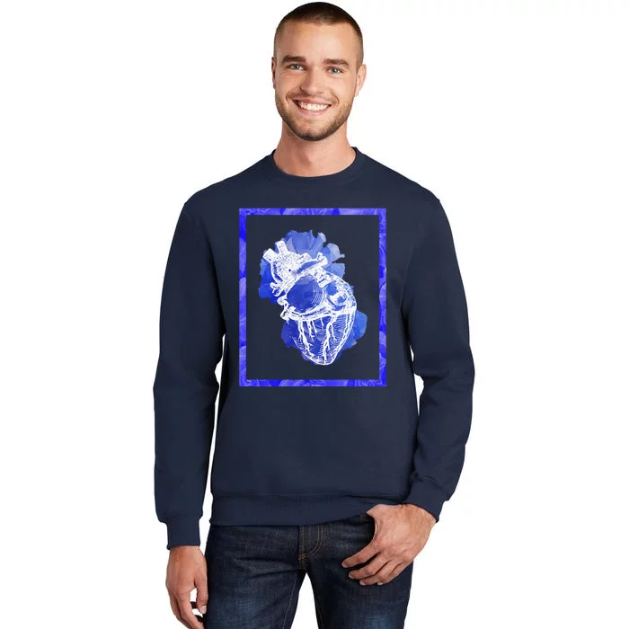 Anatomical Heart With Blue Flowers Cute Earth Day Gift Tall Sweatshirt