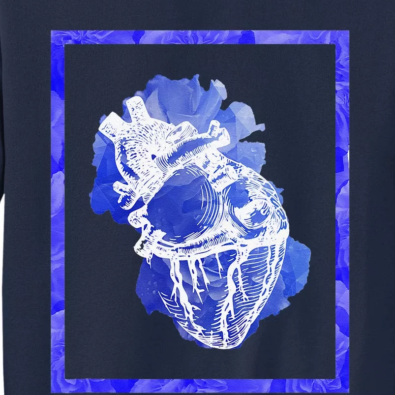 Anatomical Heart With Blue Flowers Cute Earth Day Gift Tall Sweatshirt