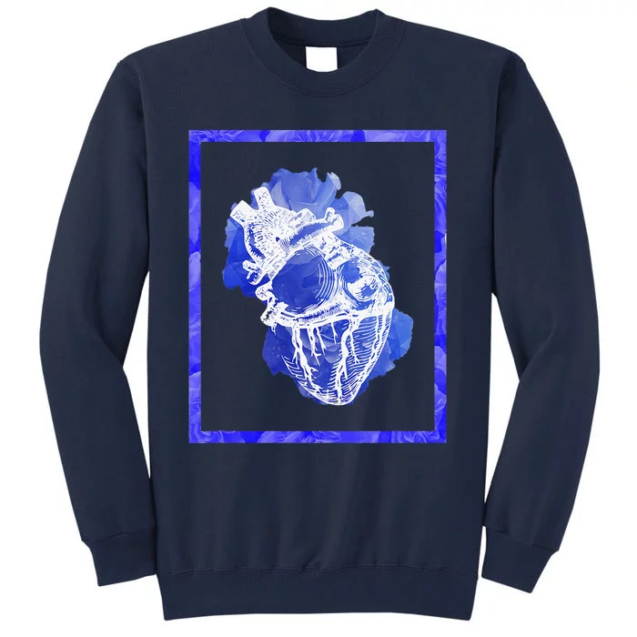 Anatomical Heart With Blue Flowers Cute Earth Day Gift Tall Sweatshirt