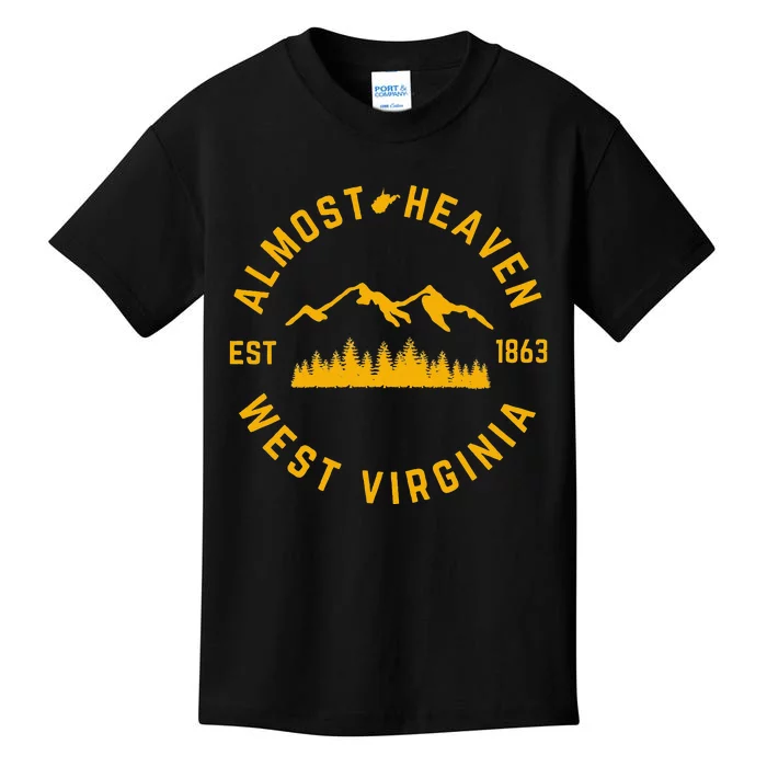 Almost Heaven West Virginia Mountains Forest WV Home Pride Kids T-Shirt