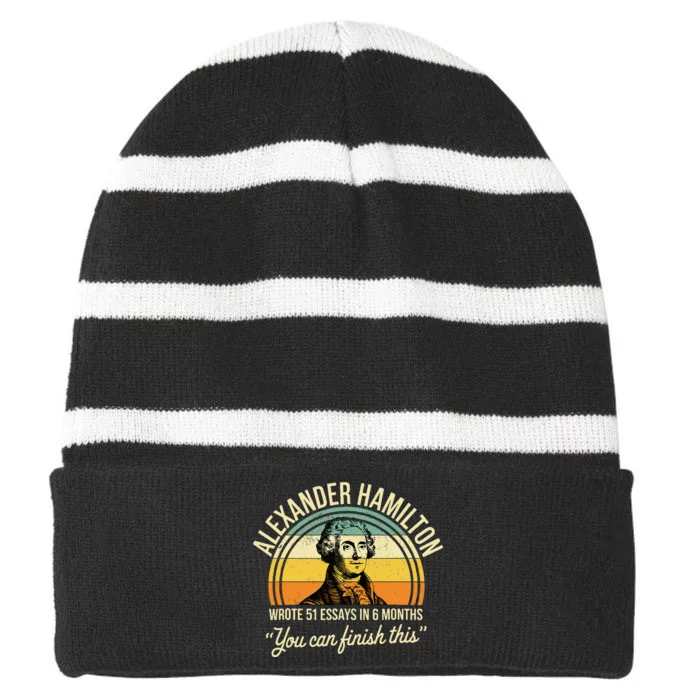 Alexander Hamilton Wrote 51 Essays In 6 Months Striped Beanie with Solid Band