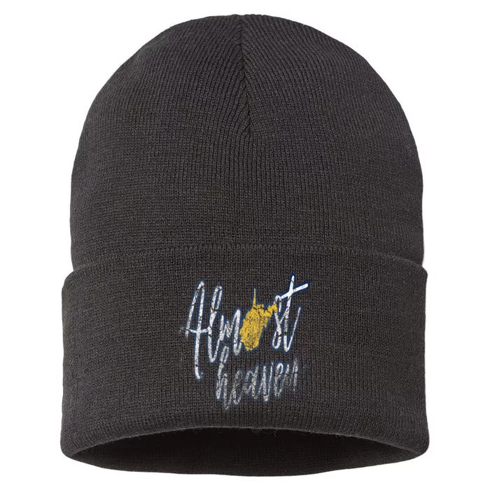 Almost Heaven West Virginia State Map Sustainable Knit Beanie