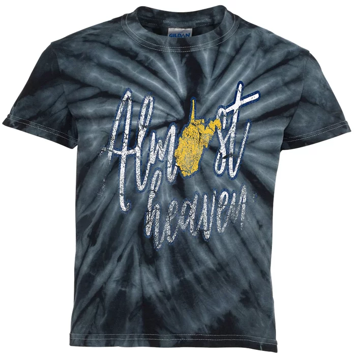 Almost Heaven West Virginia State Map Kids Tie-Dye T-Shirt