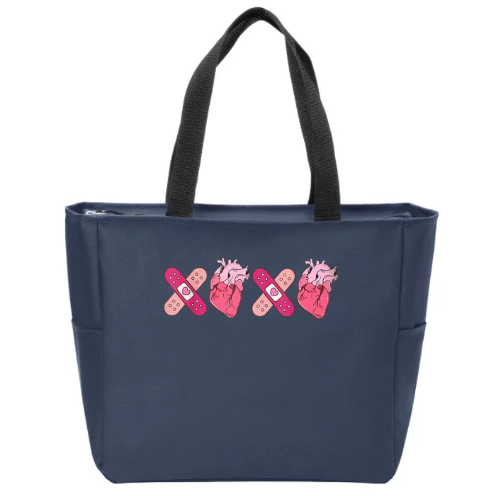 Anatomical Heart XOXO Valentines Day Funny Cardiac Nurse Zip Tote Bag