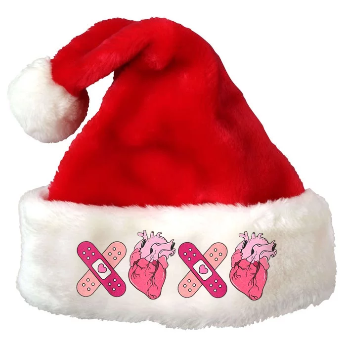 Anatomical Heart XOXO Valentines Day Funny Cardiac Nurse Premium Christmas Santa Hat