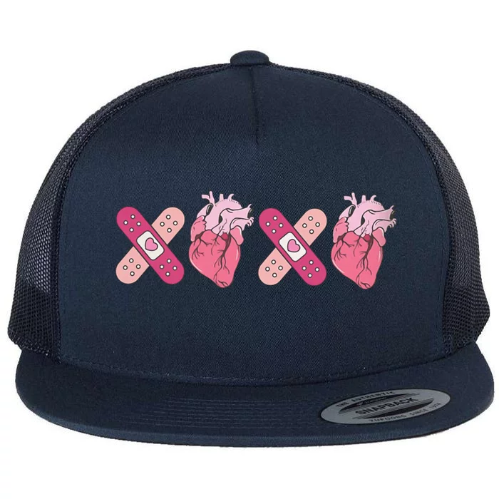 Anatomical Heart Xoxo Valentines Day Funny Cardiac Nurse Meaningful Gift Flat Bill Trucker Hat