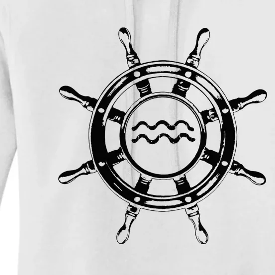 Astrology Horoscope Zodiac Sign Aquarius Pirate Ship Wheel Women's Pullover Hoodie