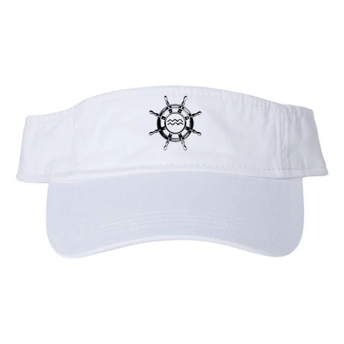 Astrology Horoscope Zodiac Sign Aquarius Pirate Ship Wheel Valucap Bio-Washed Visor