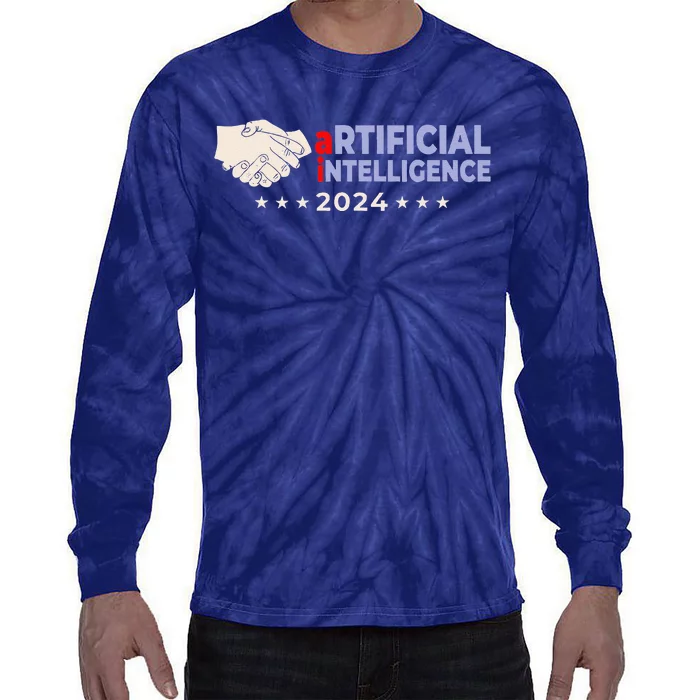 Artificial Intelligence 2024! Presidential Election Ai Funny Tie-Dye Long Sleeve Shirt