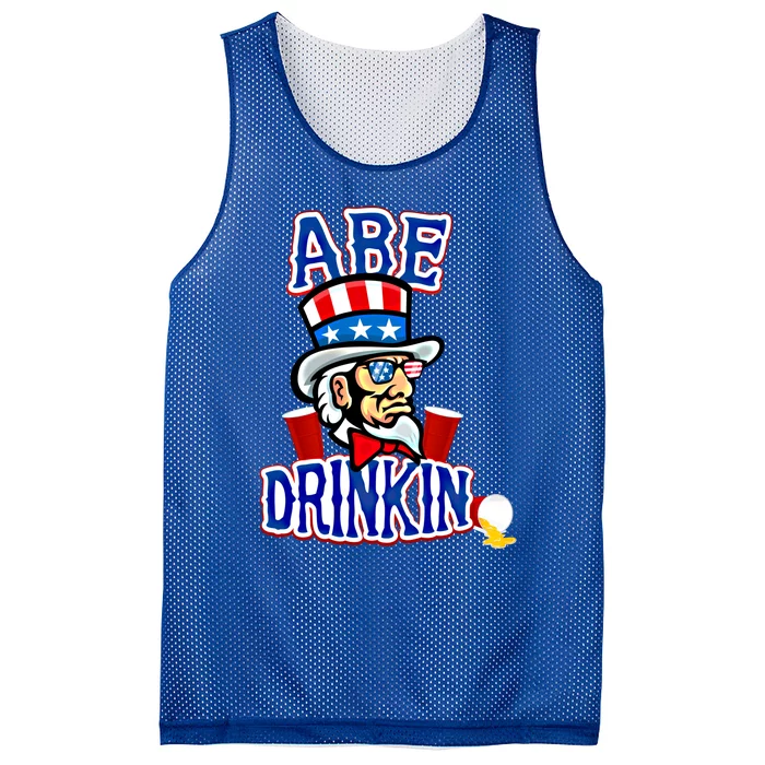 Abe In 4th Of July Independence Day Beer Pong Top Great Gift Mesh Reversible Basketball Jersey Tank