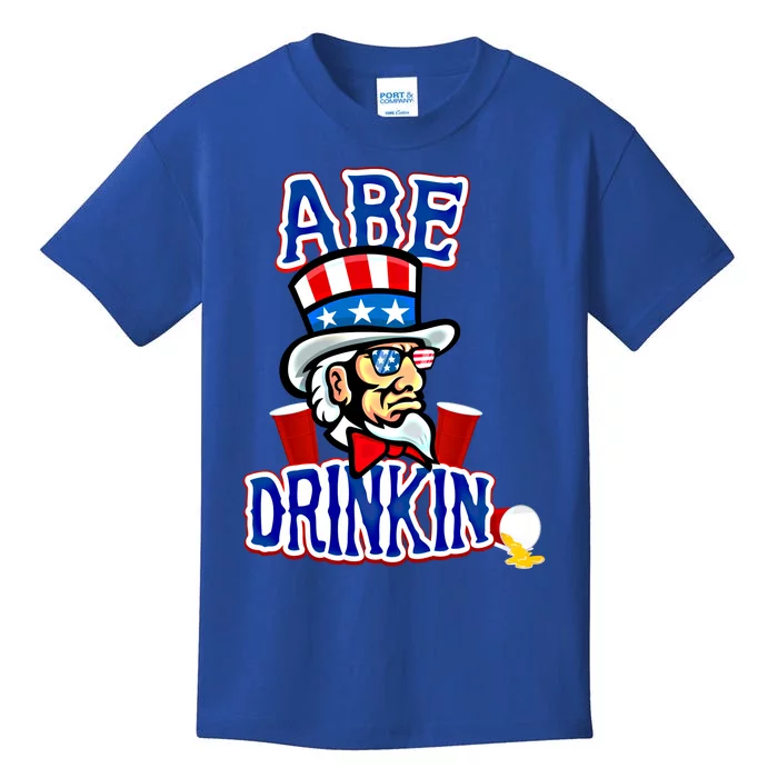 Abe In 4th Of July Independence Day Beer Pong Top Great Gift Kids T-Shirt