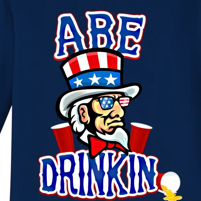 Abe In 4th Of July Independence Day Beer Pong Top Great Gift Baby Long Sleeve Bodysuit